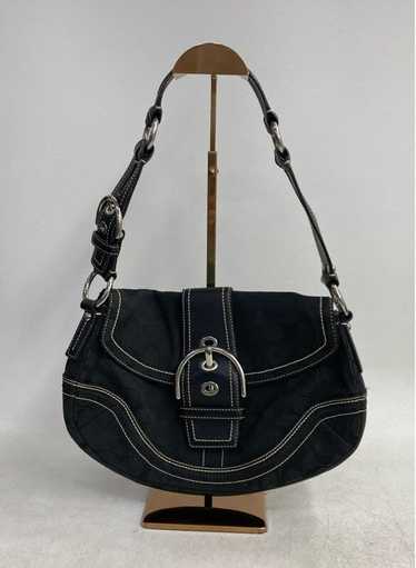 Women's Coach Black Genuine Leather Shoulder Tote 