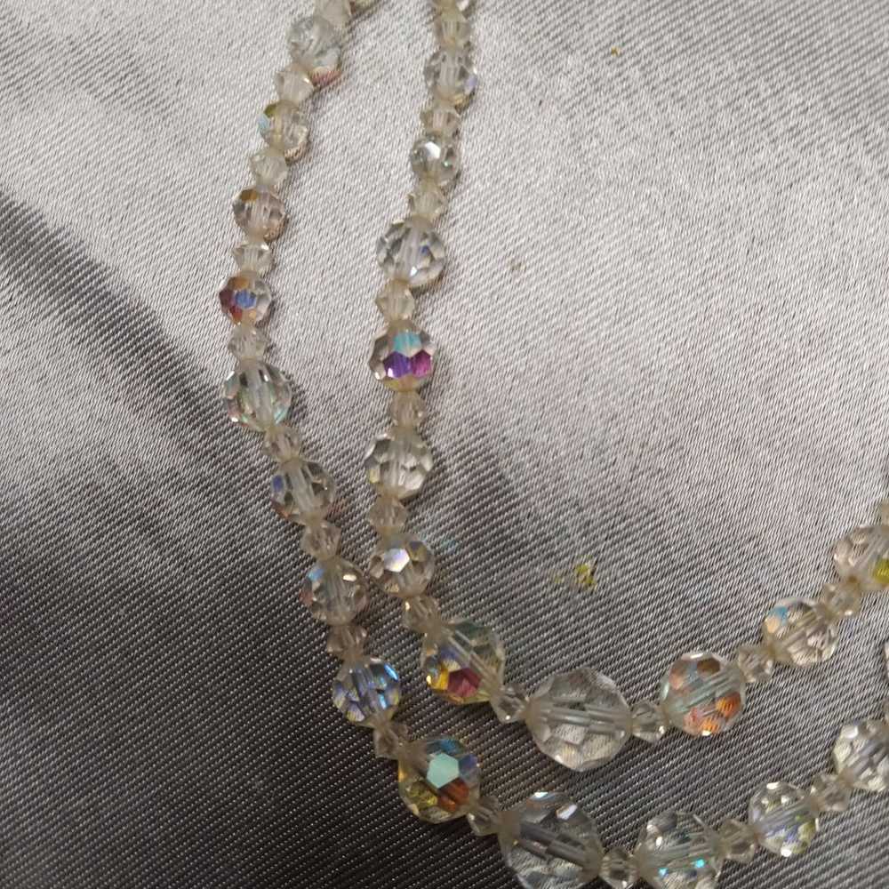 Vintage Glass Crystal Carnival Beaded Necklace - image 3