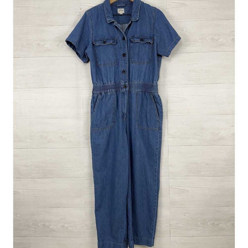 J.Crew Denim Jumpsuit Women Size 10 Blue Jean Sho… - image 1