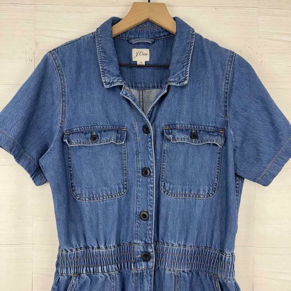 J.Crew Denim Jumpsuit Women Size 10 Blue Jean Sho… - image 2