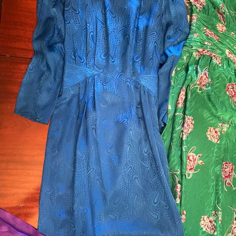 Vintage ALL silk dress lot arge to and Maggie Lon… - image 3