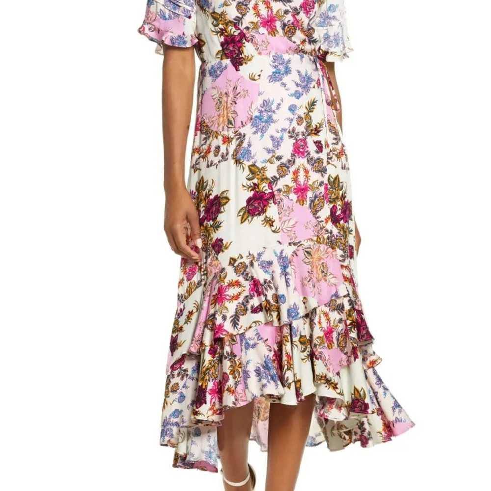 Adelyn Rae Abbi Mixed Floral Wrap Dress, Medium - image 1