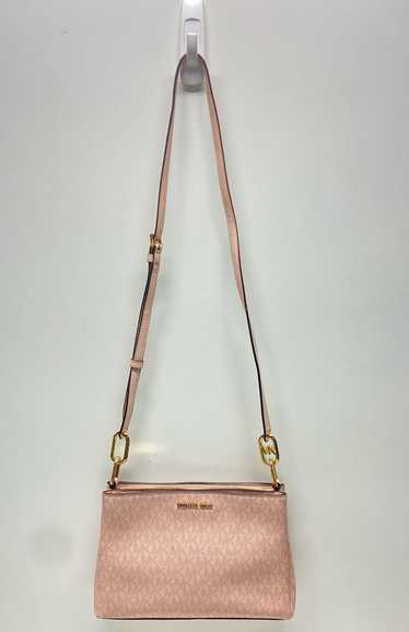 Michael Kors Trisha Medium Logo Pink Canvas Crossb