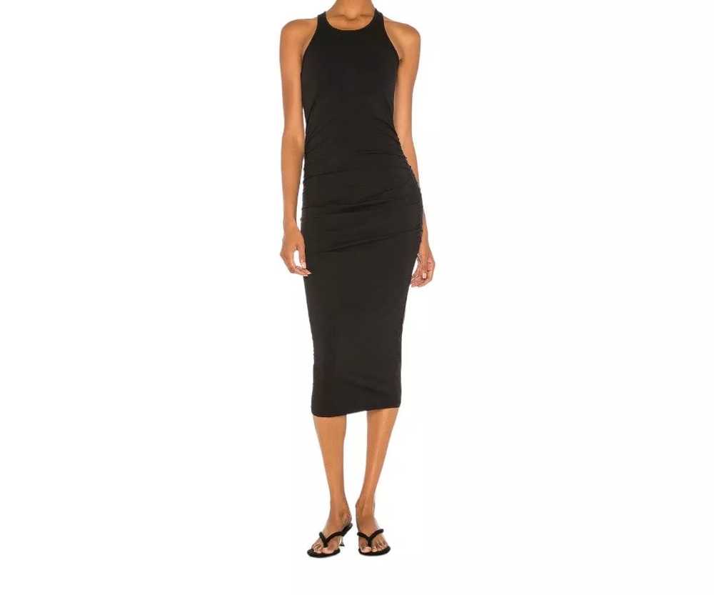 Michael Stars Black Side Ruched Racerback Midi Co… - image 1