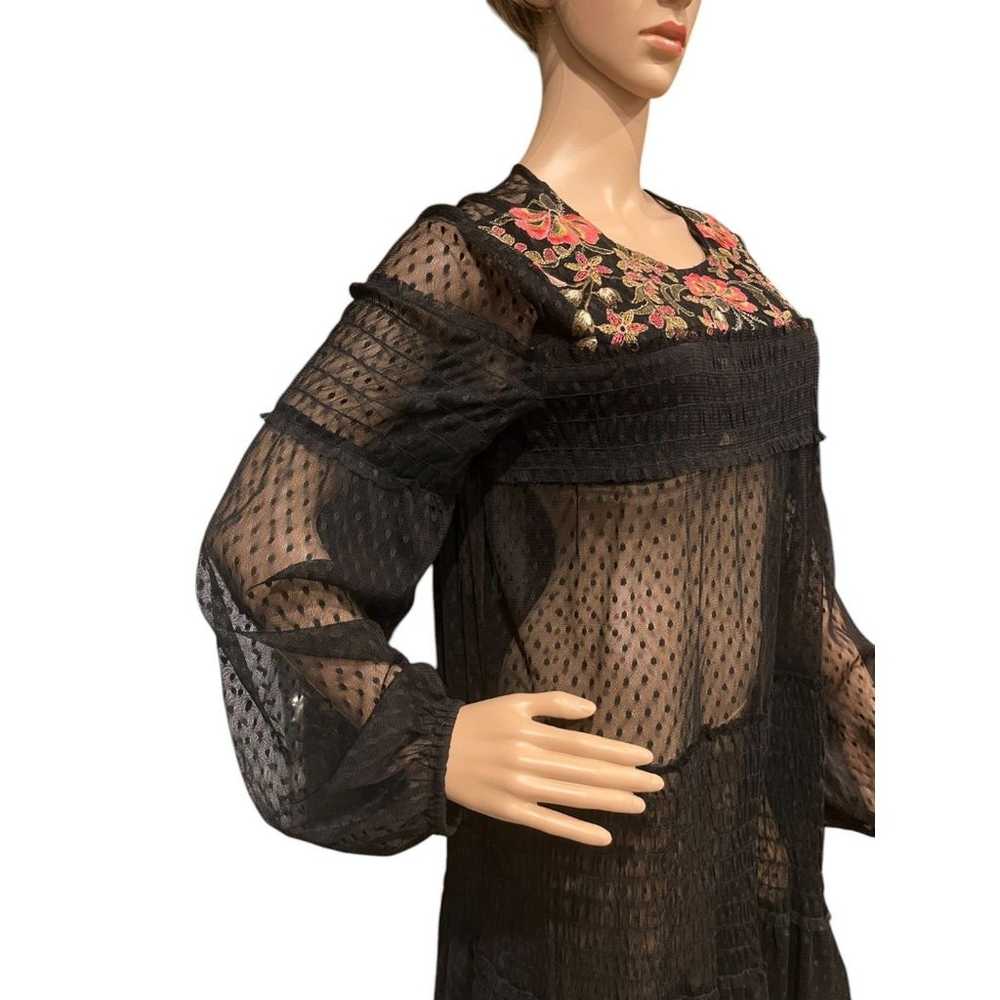 Anthropologie MAEVE Samara Black Mesh Floral Embr… - image 3