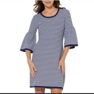 Sail To Sable Striped Bell Sleeve Dress