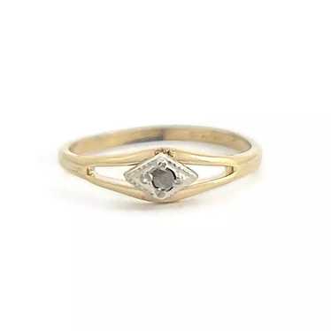 Vintage Two-Tone Rose Cut Diamond Pinky Ring 10K … - image 1