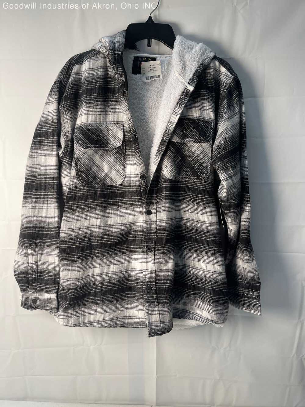 NWT Men's Navy Yard Black/White Plaid Fleece Flan… - image 1