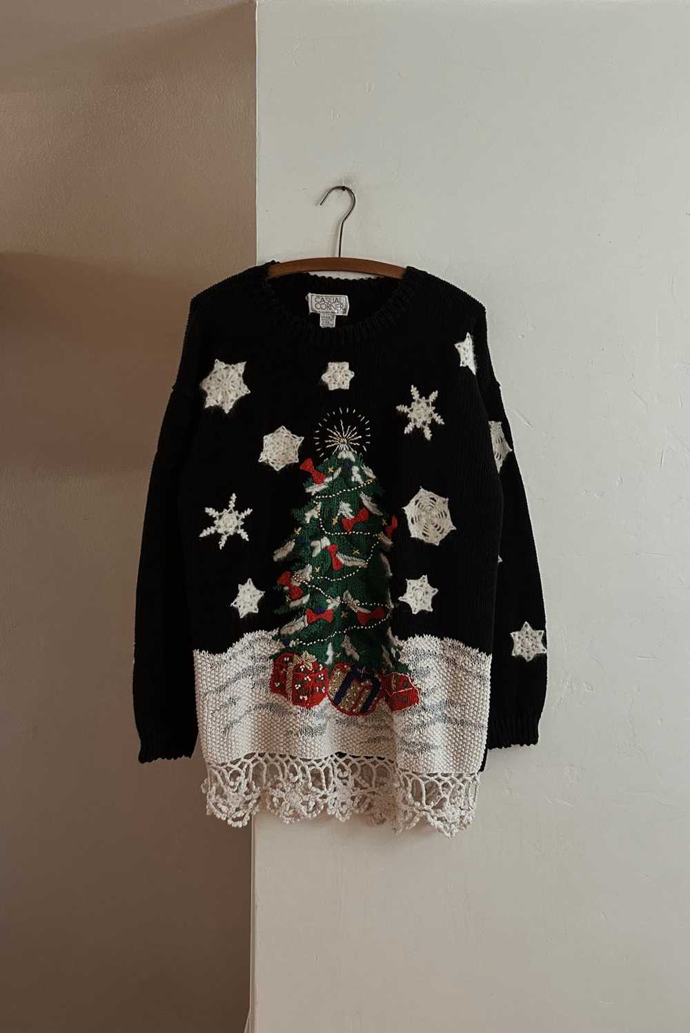 1990's RAMIE COTTON EMBROIDERED TREE JUMPER - image 1