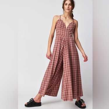 Free People Plaid Dusty Lavender Combo Kaia Jumpsu