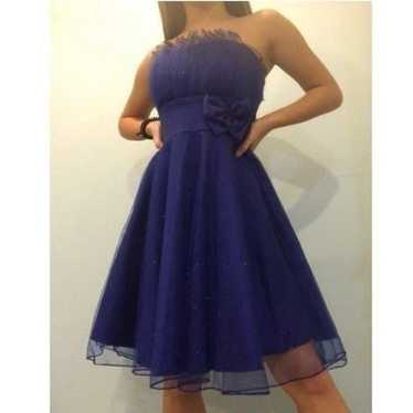 royal blue strapless prom dress