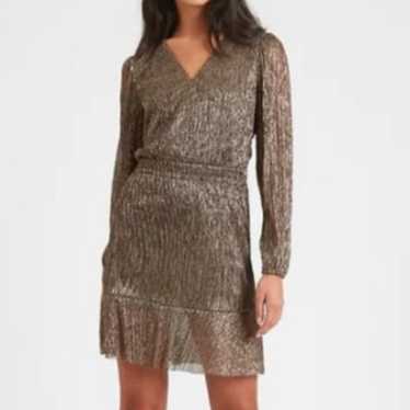 Banana Republic Metallic Gold Fit & Flare Dress - 