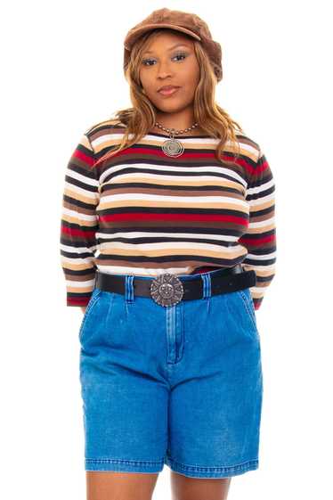 Vintage Y2K Stripe Long-Sleeve Top - OSFM