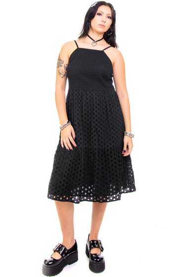 Vintage Y2K Black Eyelet Dress - M