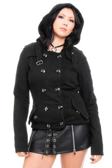 Vintage Y2K Twisted Heart Black Button Jacket - OS