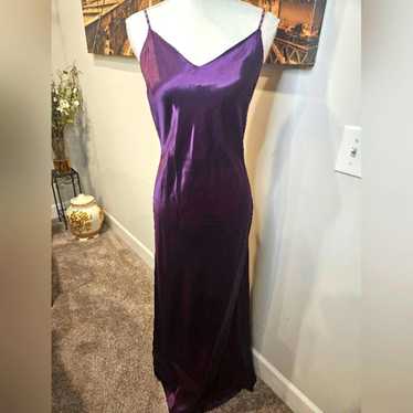 Elegant Purple Satin Slip Dress with Beaded Straps - image 1