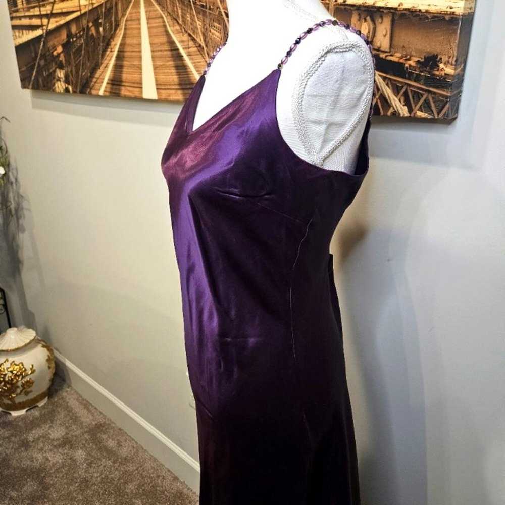 Elegant Purple Satin Slip Dress with Beaded Straps - image 7