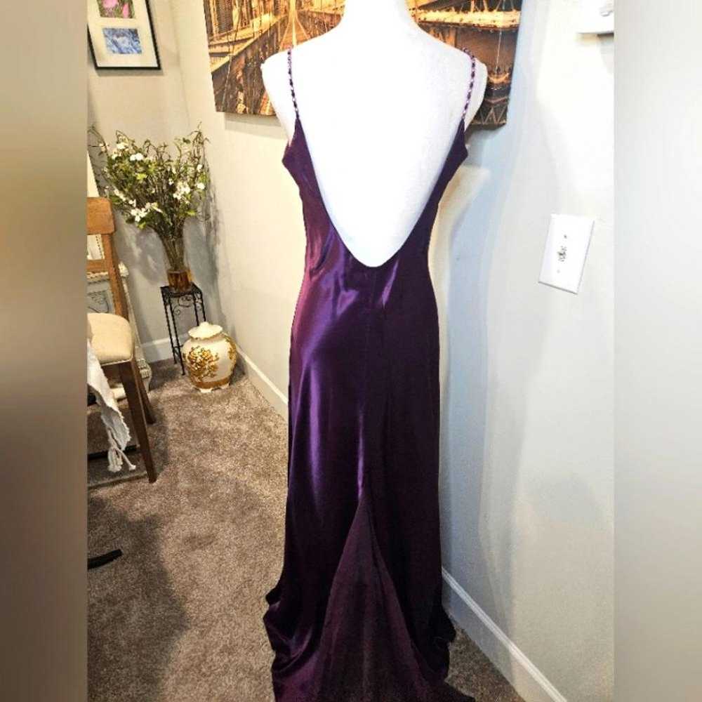 Elegant Purple Satin Slip Dress with Beaded Straps - image 8