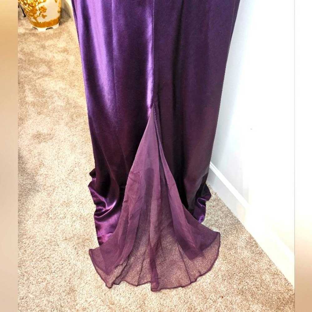 Elegant Purple Satin Slip Dress with Beaded Straps - image 9