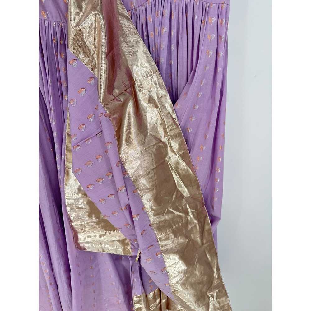 Ecru Lavender Purple Long Maxi Dress Gold & Silve… - image 7