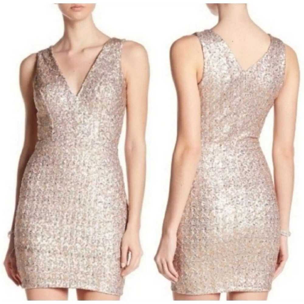 Dress The Population Gold Sequin V-Neck Above Kne… - image 2