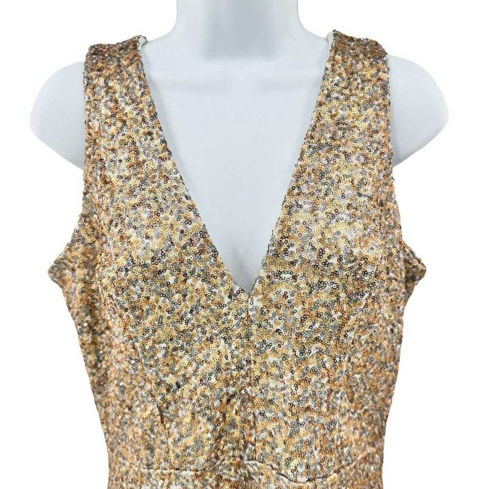 Dress The Population Gold Sequin V-Neck Above Kne… - image 3