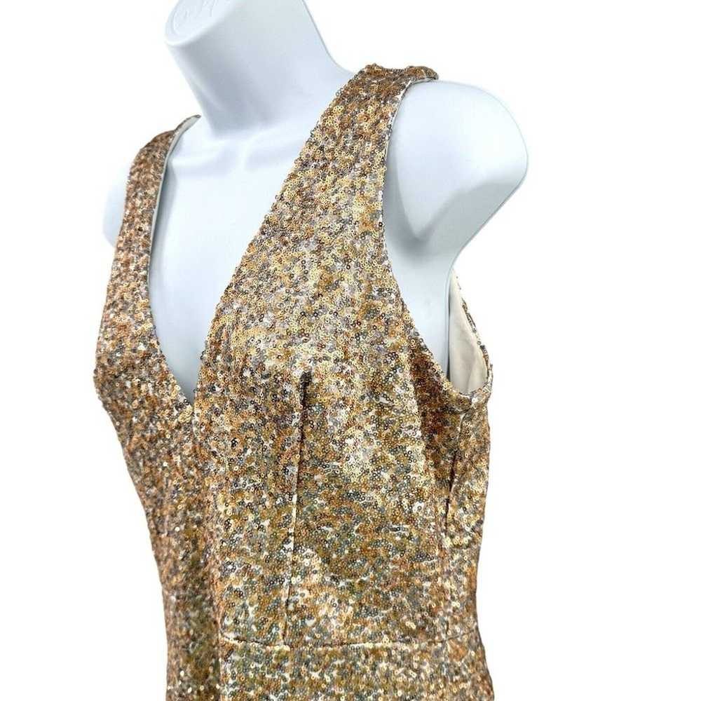 Dress The Population Gold Sequin V-Neck Above Kne… - image 5