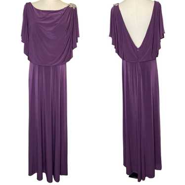 Jenny Yoo Maracaine Jersey Maxi Dress Gown Aubergi