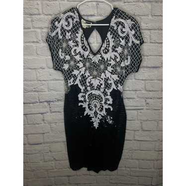 Vintage Carina Black/White Full Sequin & Beaded S… - image 1