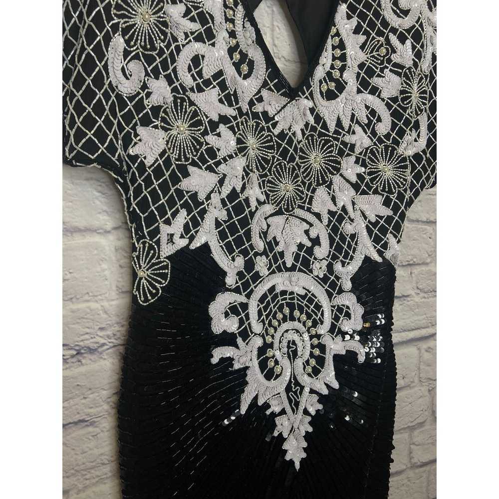 Vintage Carina Black/White Full Sequin & Beaded S… - image 2