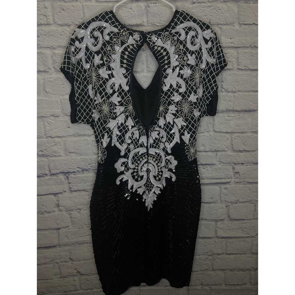 Vintage Carina Black/White Full Sequin & Beaded S… - image 4