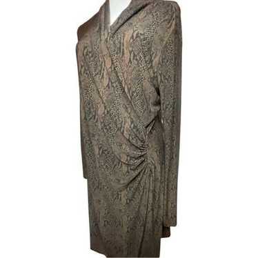 Norma Kamali Snake Print Long Sleeve Faux Wrap Dre