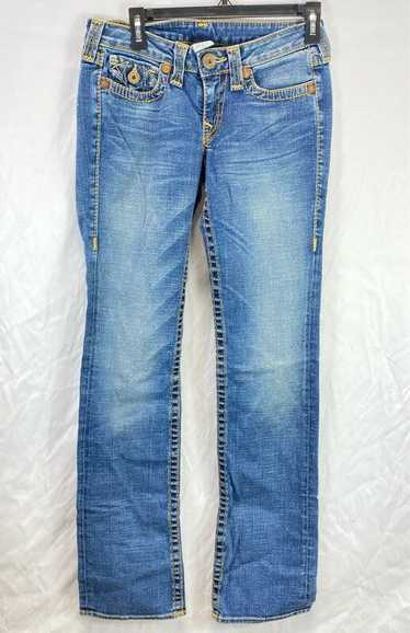 True Religion Mens Blue Medium Wash Low Rise Denim