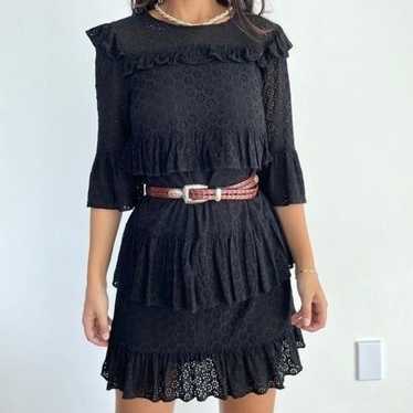 Madewell waterlily eyelet tiered black dress