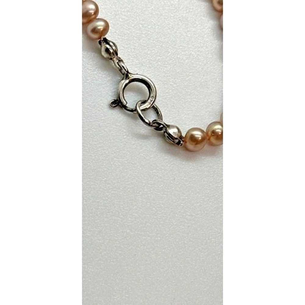 Vintage 925 Sterling Silver Pink Irregular Pearl … - image 3