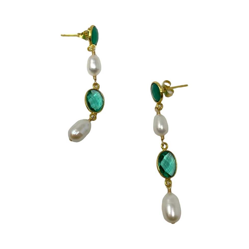 Presley Oldham Apatite and Quartz Drop Earrings - image 1