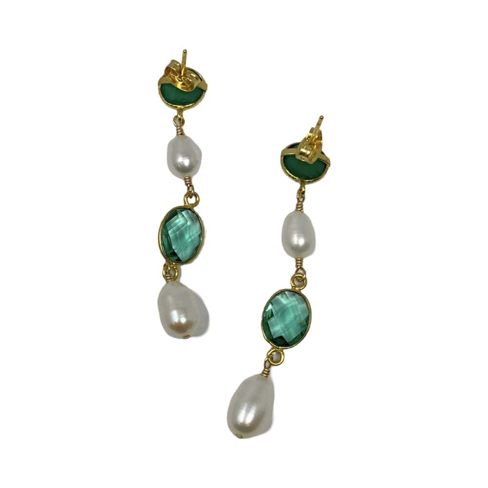 Presley Oldham Apatite and Quartz Drop Earrings - image 2