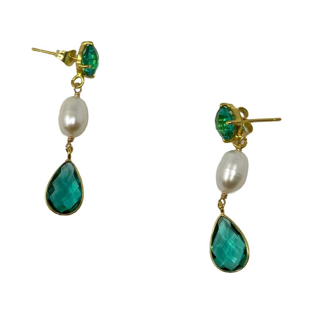 Presley Oldham Apatite and Pearl Stud Earrings - image 1