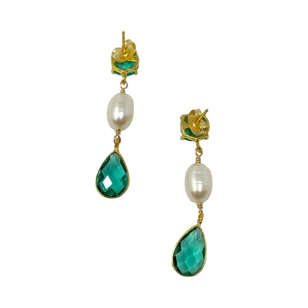 Presley Oldham Apatite and Pearl Stud Earrings - image 2