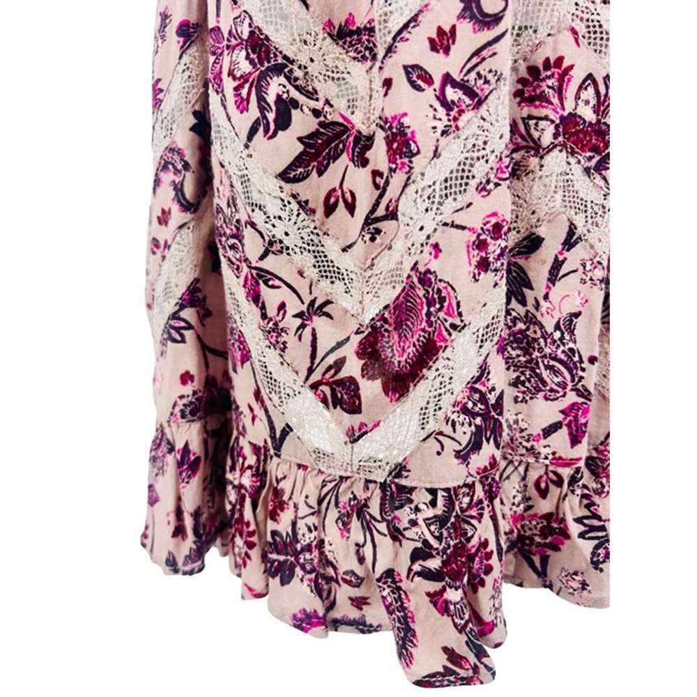 Free People Purple Floral Lace Trim Tiered Ruffle… - image 10