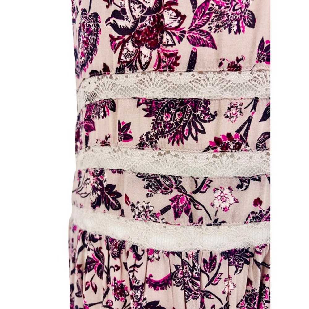 Free People Purple Floral Lace Trim Tiered Ruffle… - image 11