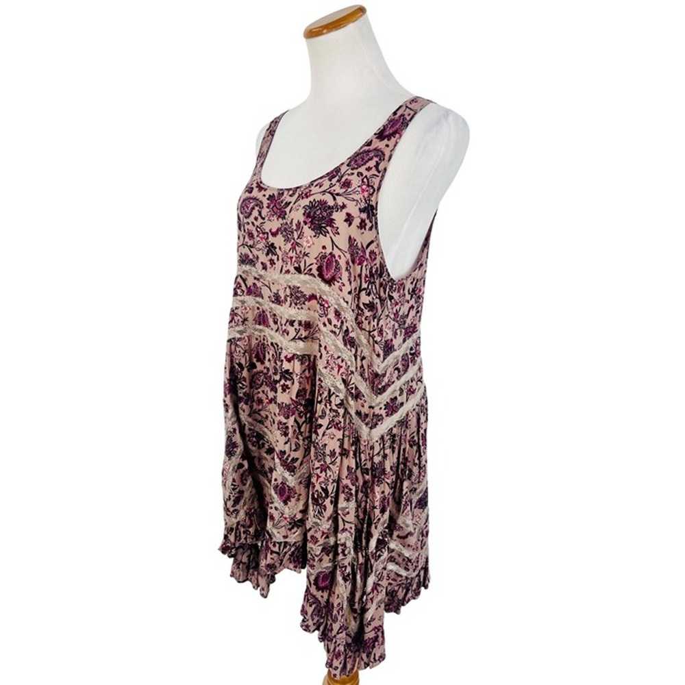 Free People Purple Floral Lace Trim Tiered Ruffle… - image 7