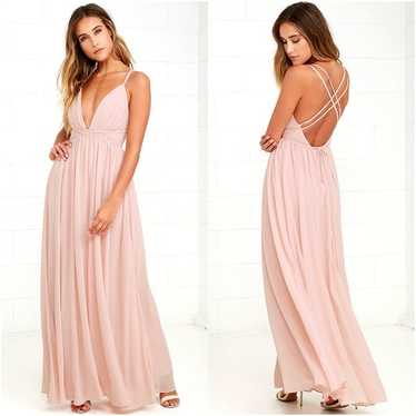 LULU’S Flutter Freely Blush Pink Maxi Dress