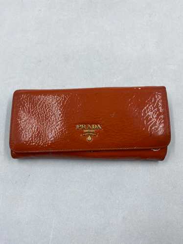 Authentic Prada Patent Leather Orange Wallet