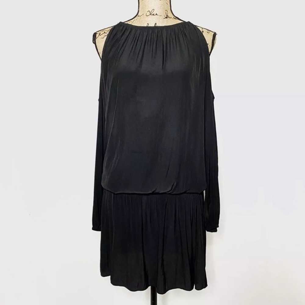 Ramy Brook Cold Shoulder Black Dress Drop Waist - image 2