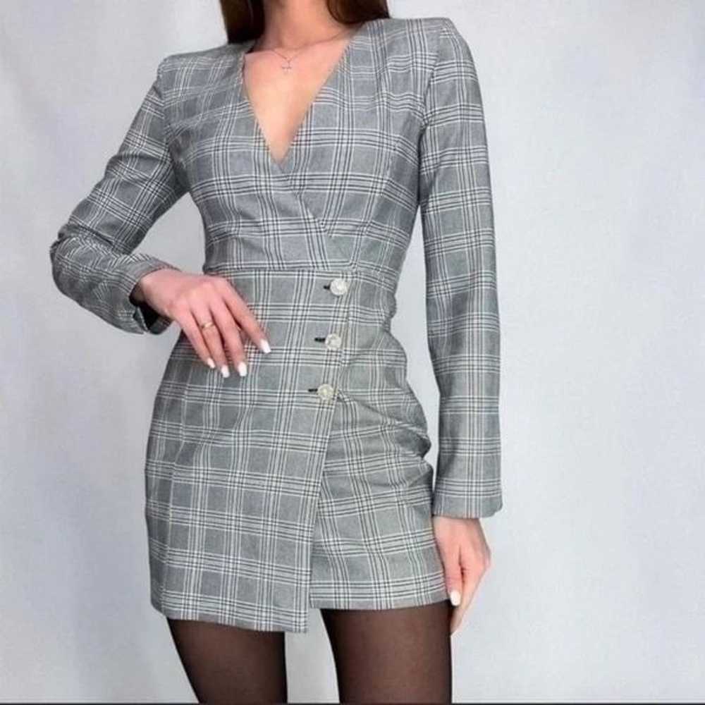 Zara Grey Plaid Blazer mini Dress Jewel Buttons a… - image 4