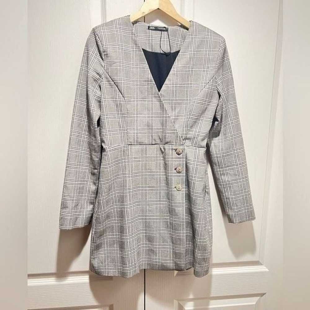 Zara Grey Plaid Blazer mini Dress Jewel Buttons a… - image 5