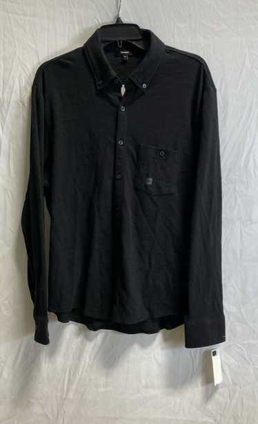 NWT Express Mens Black Cotton Long Sleeve Collared