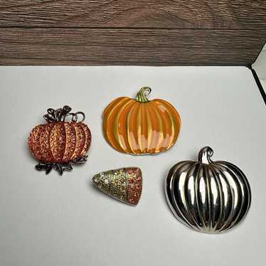 Pumpkin / Candy Corn Autumn Fall Brooch Pin Lot Of