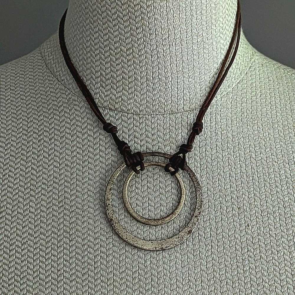 Kenneth Cole Vintage Double Circle Leather Rope N… - image 1